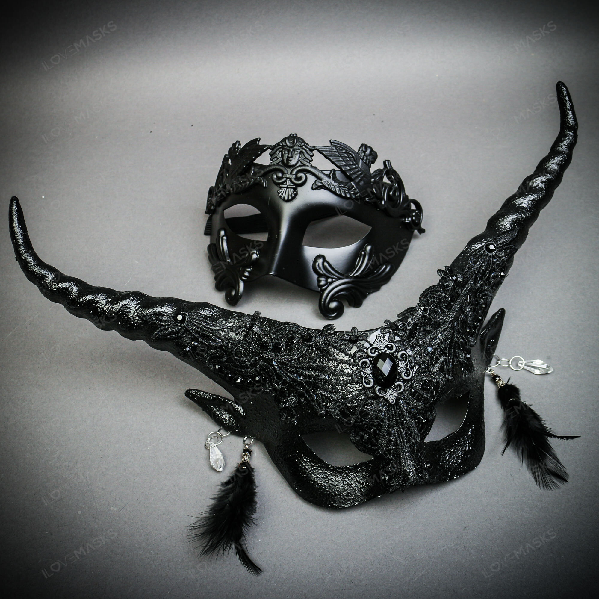 Roman Horned Medusa Masquerade Halloween Party Mask Black